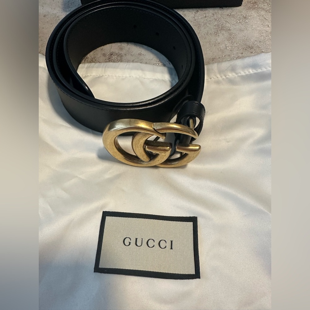 Gucci Black Belt with Gold Buckle